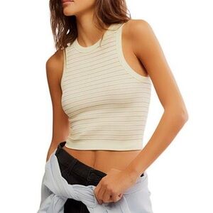 Free people You'Re Up Stripe Rib Crop Tank M/L